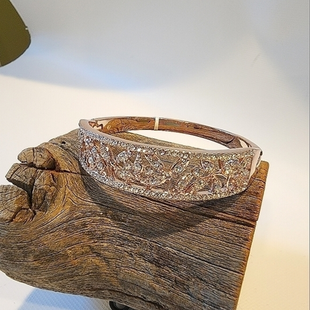 NWT Rose Gold Colored Clear Crystal Bangle Bracelet Charter Club